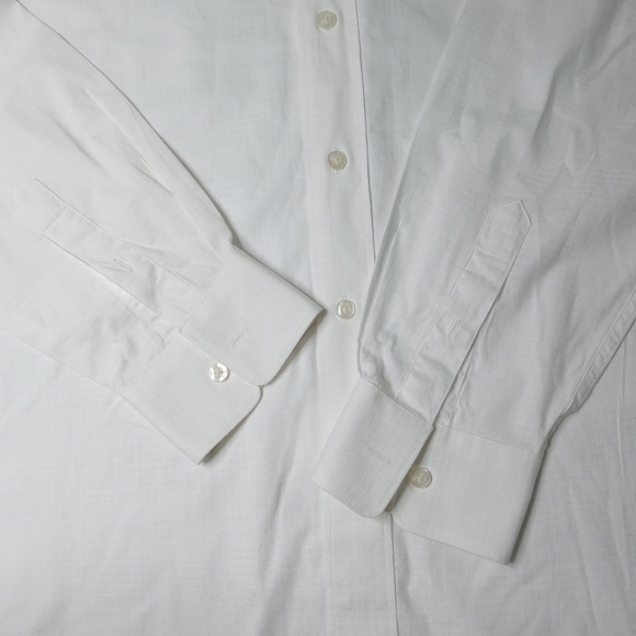 Perry Ellis Men Dress Shirt Bright White Size L - Picture 6 of 8